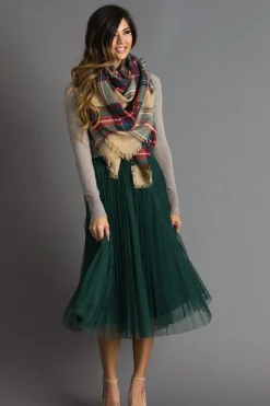 Vienna Pleated Tulle Midi Skirt