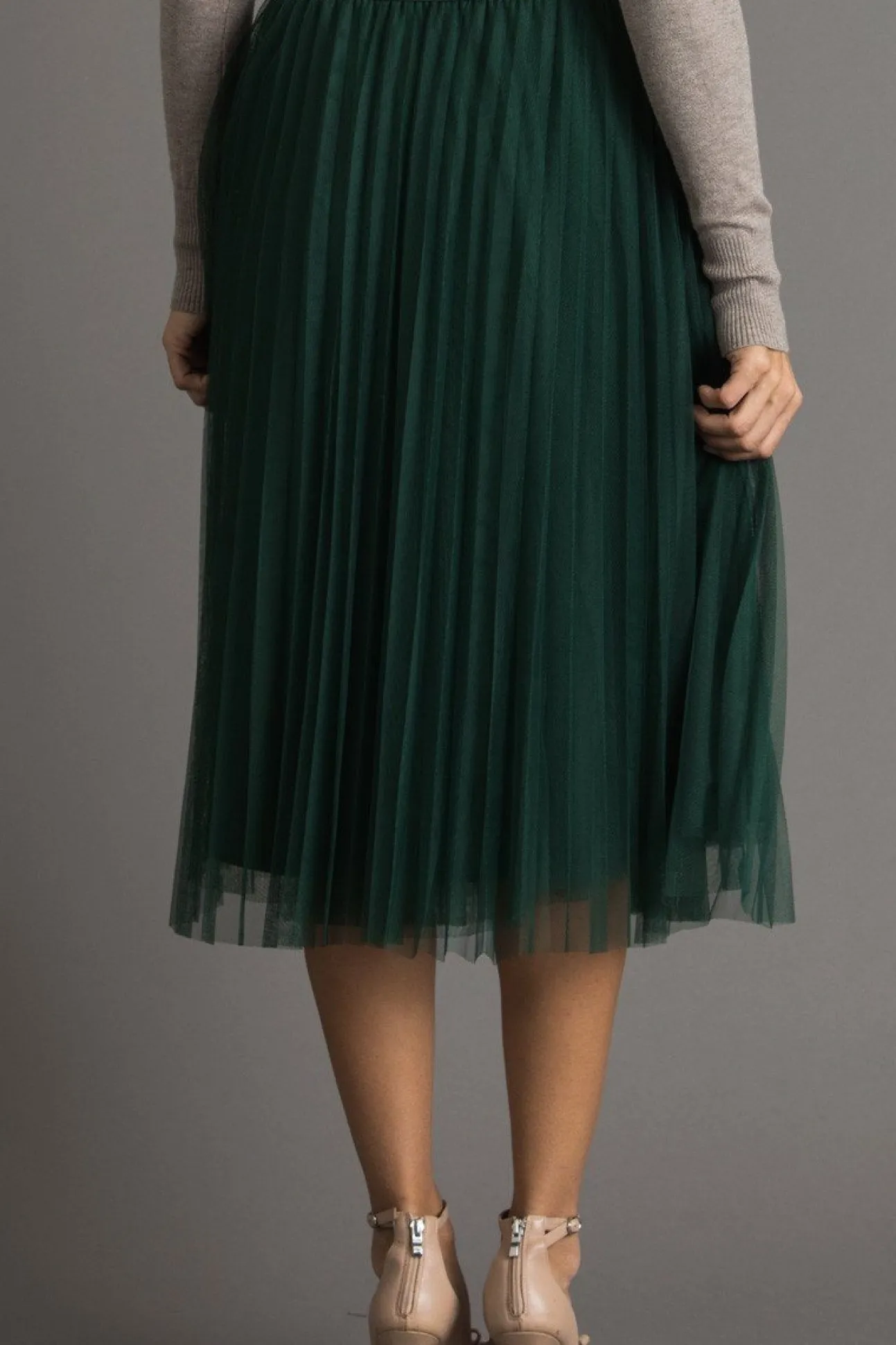 Vienna Pleated Tulle Midi Skirt
